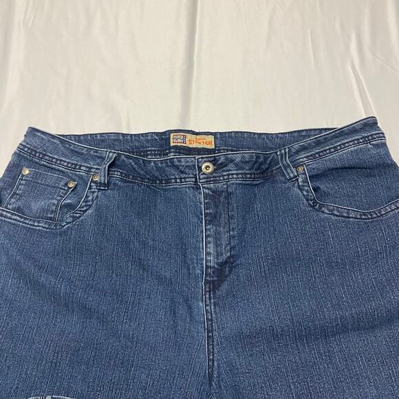 Faded Glory Jeans Stretch Med Stone Dark Blue Bling Pocket Plus Size 22W - Picture 8 of 12